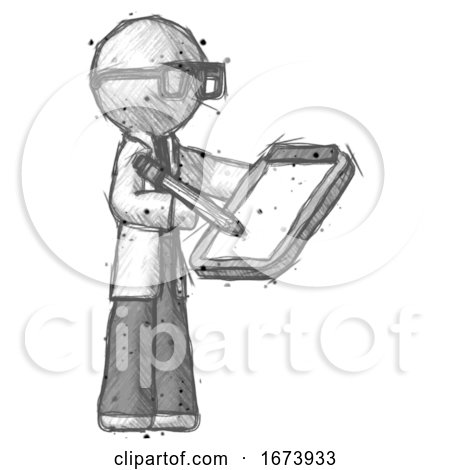 Sketch Doctor Scientist Man Using Clipboard and Pencil by Leo Blanchette