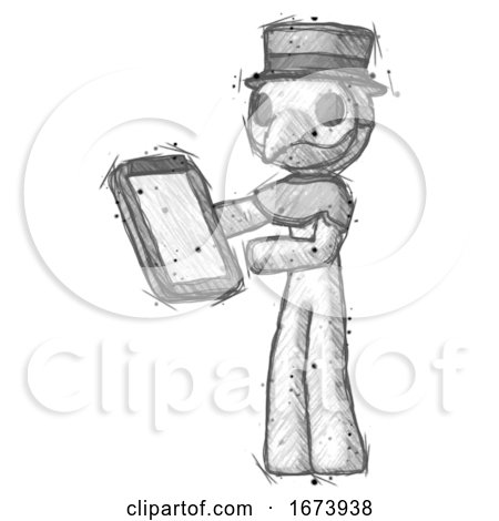 Sketch Plague Doctor Man Reviewing Stuff on Clipboard by Leo Blanchette