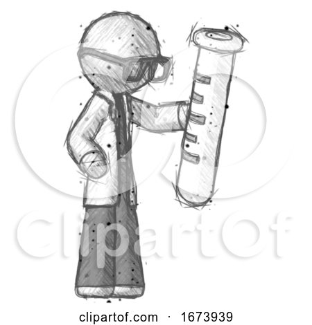 Sketch Doctor Scientist Man Holding Large Test Tube by Leo Blanchette
