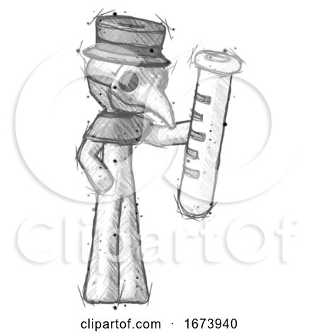 Sketch Plague Doctor Man Holding Large Test Tube by Leo Blanchette