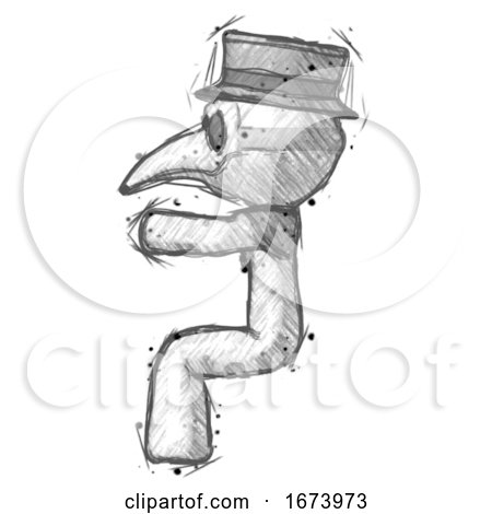 Sketch Plague Doctor Man Sitting or Driving Position by Leo Blanchette