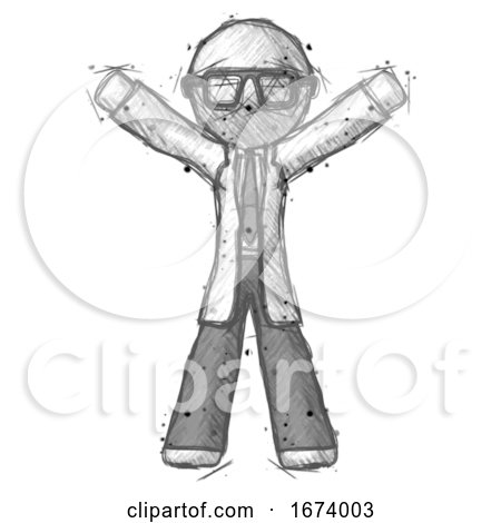 Sketch Doctor Scientist Man Surprise Pose, Arms and Legs out by Leo Blanchette
