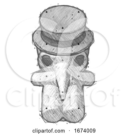 Sketch Plague Doctor Man Sitting with Head down Facing Forward by Leo Blanchette