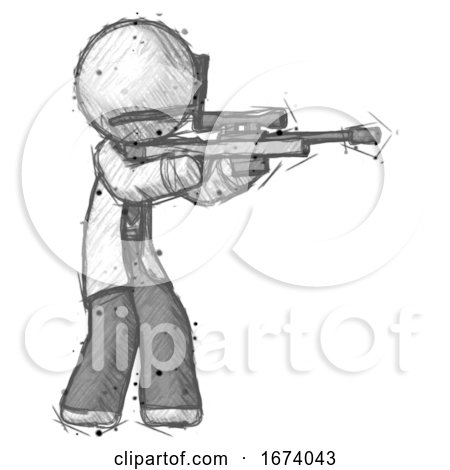 Sketch Doctor Scientist Man Shooting Sniper Rifle by Leo Blanchette