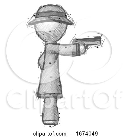Sketch Detective Man Firing a Handgun by Leo Blanchette