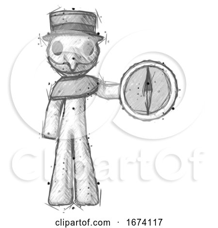 Sketch Plague Doctor Man Holding a Large Compass by Leo Blanchette