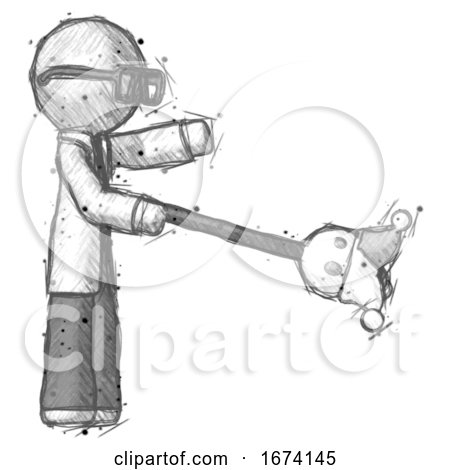Sketch Doctor Scientist Man Holding Jesterstaff - I Dub Thee Foolish Concept by Leo Blanchette