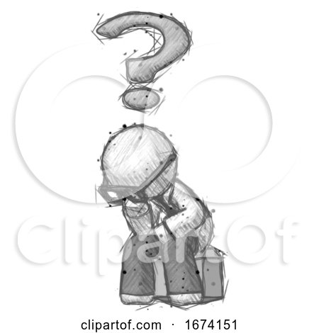 Sketch Doctor Scientist Man Thinker Question Mark Concept by Leo Blanchette