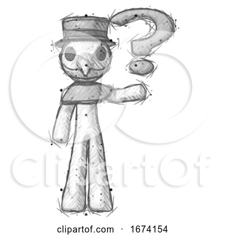 Sketch Plague Doctor Man Holding Question Mark to Right by Leo Blanchette