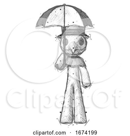 Sketch Plague Doctor Man Holding Umbrella by Leo Blanchette