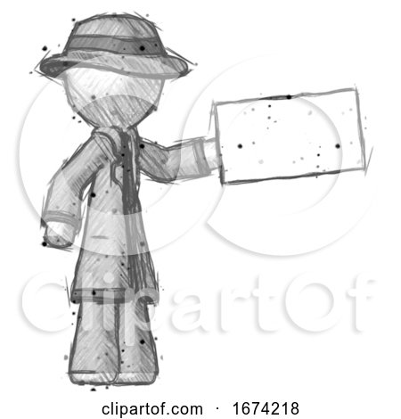 Sketch Detective Man Holding Large Envelope by Leo Blanchette