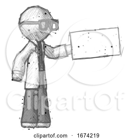 Sketch Doctor Scientist Man Holding Large Envelope by Leo Blanchette