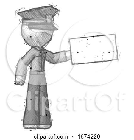 Sketch Police Man Holding Large Envelope by Leo Blanchette