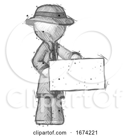Sketch Detective Man Presenting Large Envelope by Leo Blanchette