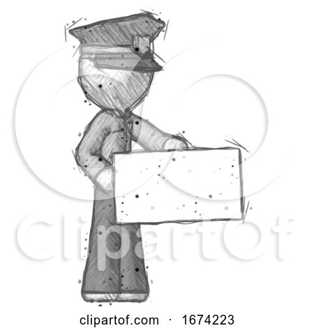 Sketch Police Man Presenting Large Envelope by Leo Blanchette