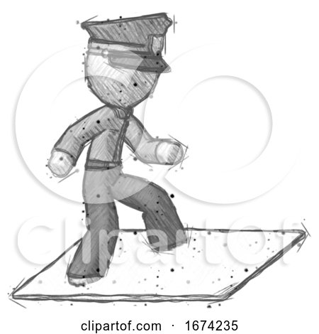 Sketch Police Man on Postage Envelope Surfing by Leo Blanchette