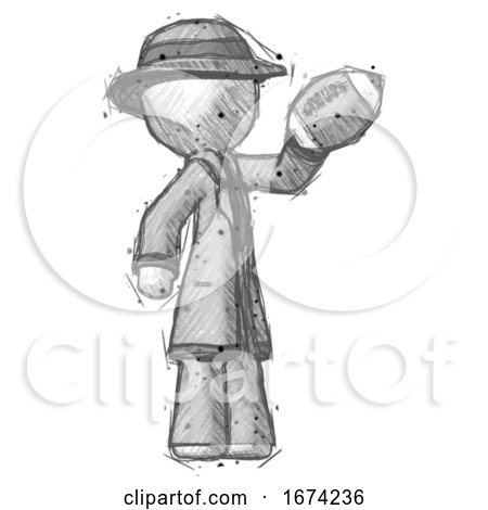 Sketch Detective Man Holding Football up by Leo Blanchette