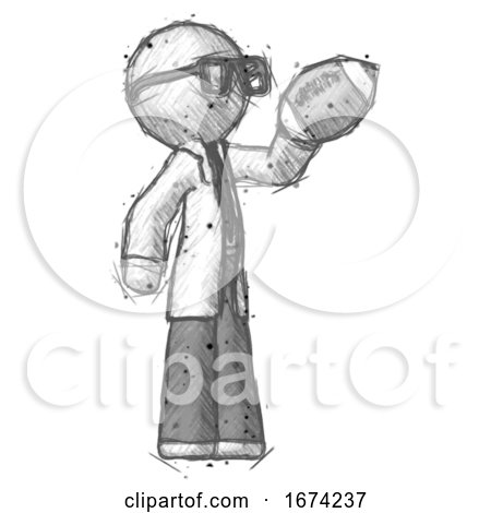 Sketch Doctor Scientist Man Holding Football up by Leo Blanchette