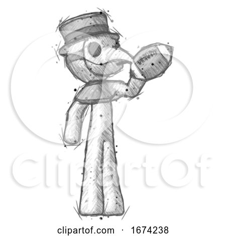 Sketch Plague Doctor Man Holding Football up by Leo Blanchette