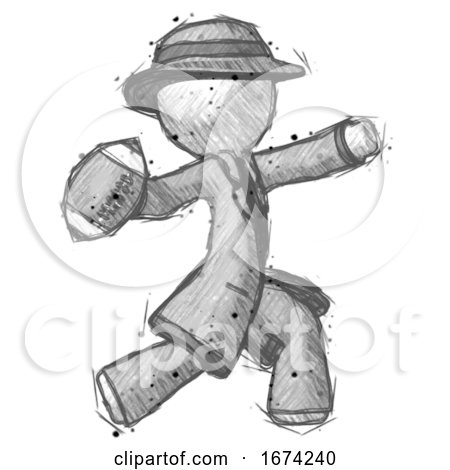 Sketch Detective Man Throwing Football by Leo Blanchette