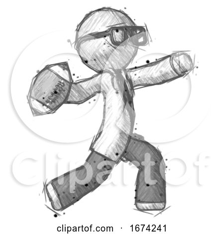 Sketch Doctor Scientist Man Throwing Football by Leo Blanchette