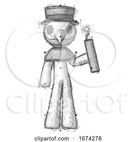 Sketch Plague Doctor Man Holding Dynamite with Fuse Lit by Leo Blanchette