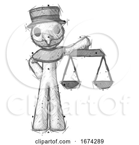 Sketch Plague Doctor Man Holding Scales of Justice by Leo Blanchette
