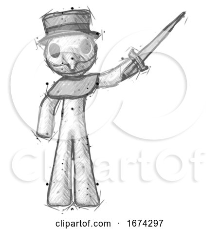 Sketch Plague Doctor Man Holding Sword in the Air Victoriously by Leo Blanchette