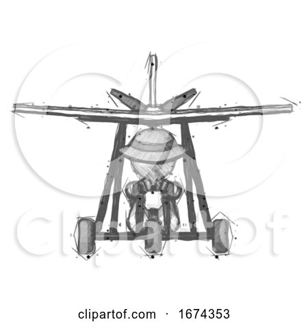 Sketch Detective Man in Ultralight Aircraft Front View by Leo Blanchette
