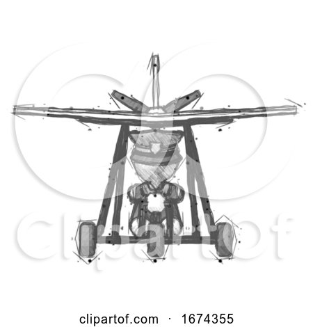 Sketch Police Man in Ultralight Aircraft Front View by Leo Blanchette