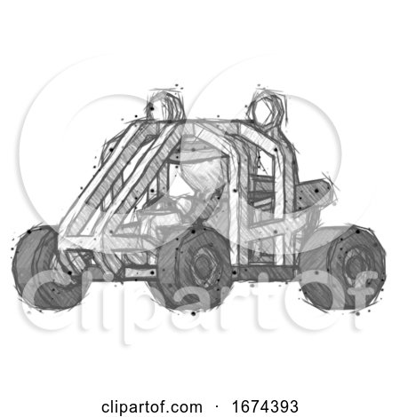 Sketch Detective Man Riding Sports Buggy Side Angle View by Leo Blanchette