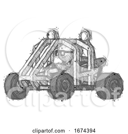 Sketch Doctor Scientist Man Riding Sports Buggy Side Angle View by Leo Blanchette