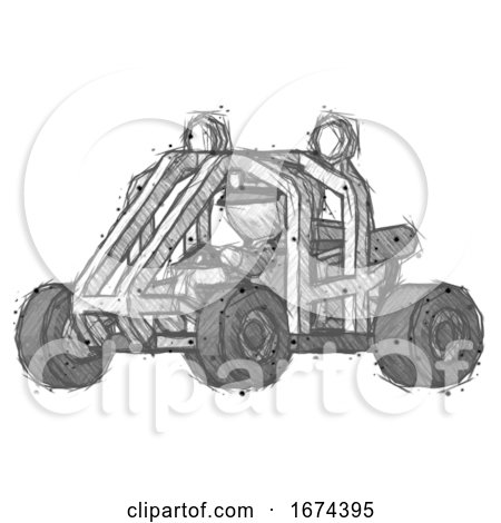 Sketch Police Man Riding Sports Buggy Side Angle View by Leo Blanchette