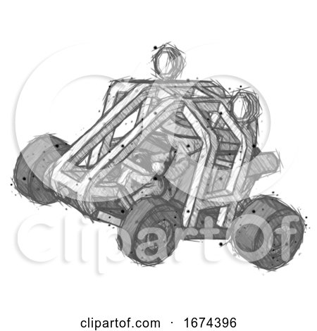 Sketch Detective Man Riding Sports Buggy Side Top Angle View by Leo Blanchette