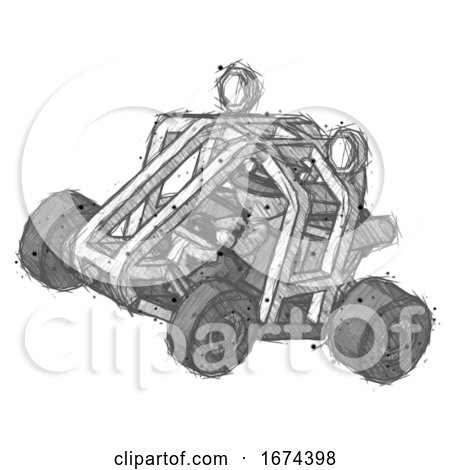 Sketch Police Man Riding Sports Buggy Side Top Angle View by Leo Blanchette