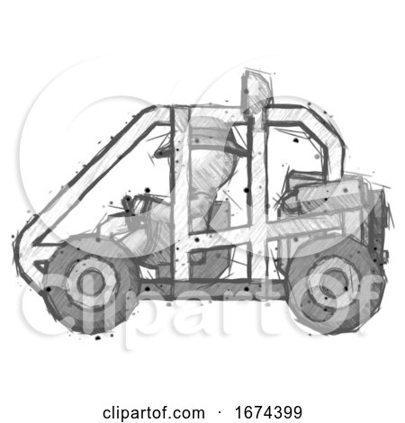 Sketch Detective Man Riding Sports Buggy Side View by Leo Blanchette
