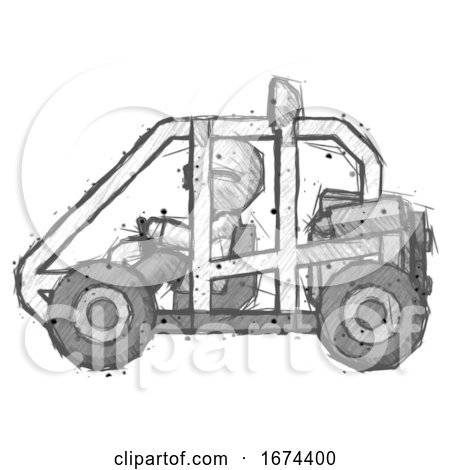 Sketch Doctor Scientist Man Riding Sports Buggy Side View by Leo Blanchette