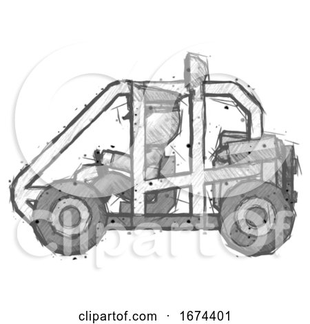 Sketch Police Man Riding Sports Buggy Side View by Leo Blanchette