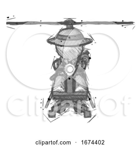 Sketch Detective Man Flying in Gyrocopter Front View by Leo Blanchette