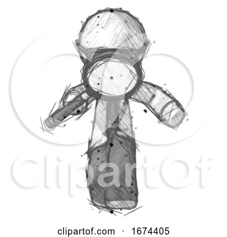 Sketch Doctor Scientist Man Looking down Through Magnifying Glass by Leo Blanchette