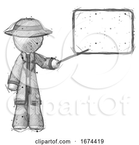 Sketch Detective Man Giving Presentation in Front of Dry-erase Board by Leo Blanchette