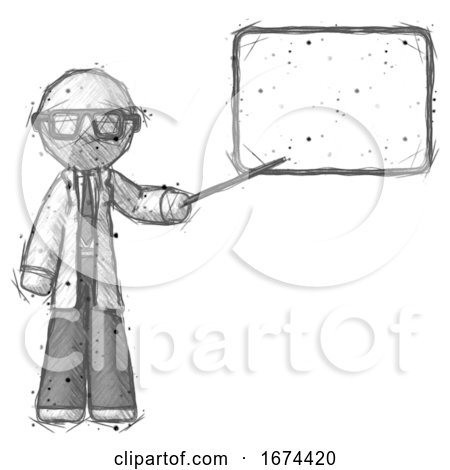 Sketch Doctor Scientist Man Giving Presentation in Front of Dry-erase Board by Leo Blanchette