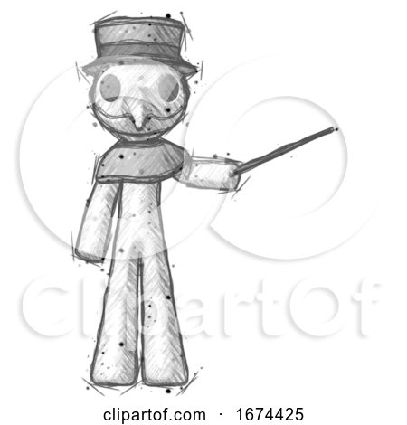 Sketch Plague Doctor Man Teacher or Conductor with Stick or Baton Directing by Leo Blanchette