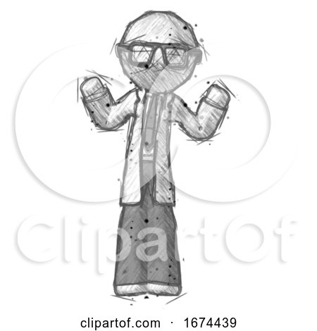 Sketch Doctor Scientist Man Shrugging Confused by Leo Blanchette