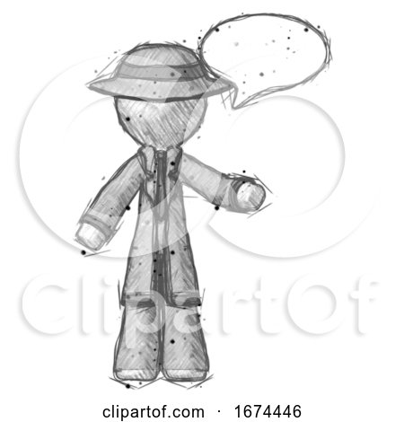Sketch Detective Man with Word Bubble Talking Chat Icon by Leo Blanchette