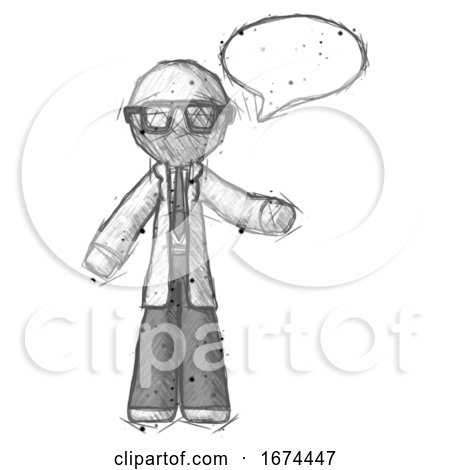 Sketch Doctor Scientist Man with Word Bubble Talking Chat Icon by Leo Blanchette