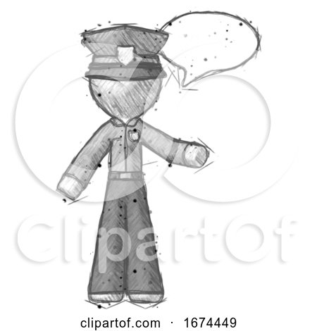 Sketch Police Man with Word Bubble Talking Chat Icon by Leo Blanchette