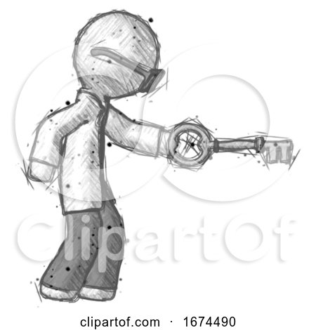 Sketch Doctor Scientist Man with Big Key of Gold Opening Something by Leo Blanchette