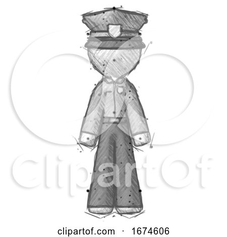 Sketch Police Man Standing Facing Forward by Leo Blanchette