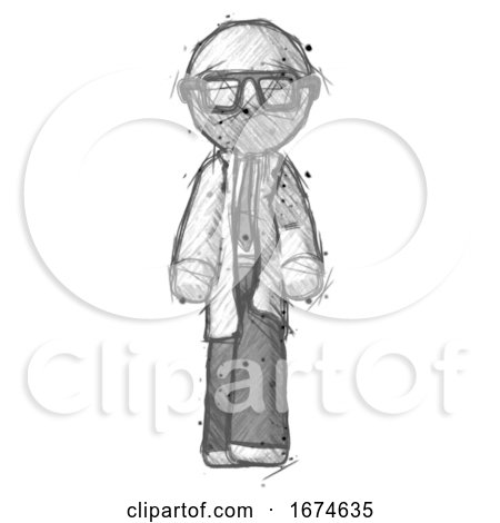 Sketch Doctor Scientist Man Walking Front View by Leo Blanchette